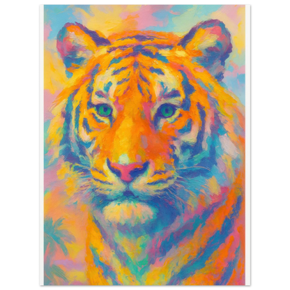 Djur: Psychedelic Tiger Canvas Print - Vibrant Abstract Wildlife Art in Multiple Sizes