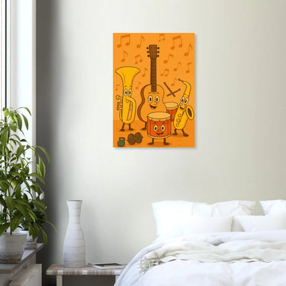 Melodiösa Vänner: Lekfull Poster med Musikinstrument för Barnrummet i Olika Storlekar