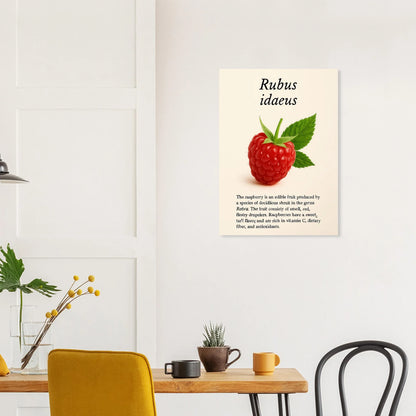 Frukter: Vibrant Rubus Idaeus Raspberry Botanical Art Print – Rich Red Hues for Your Home or Kitchen