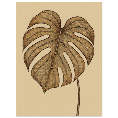 Frukter: Elegant Monstera Leaf Art Print – Elevate Your Space with Nature's Golden Touch, Available in Multiple Sizes