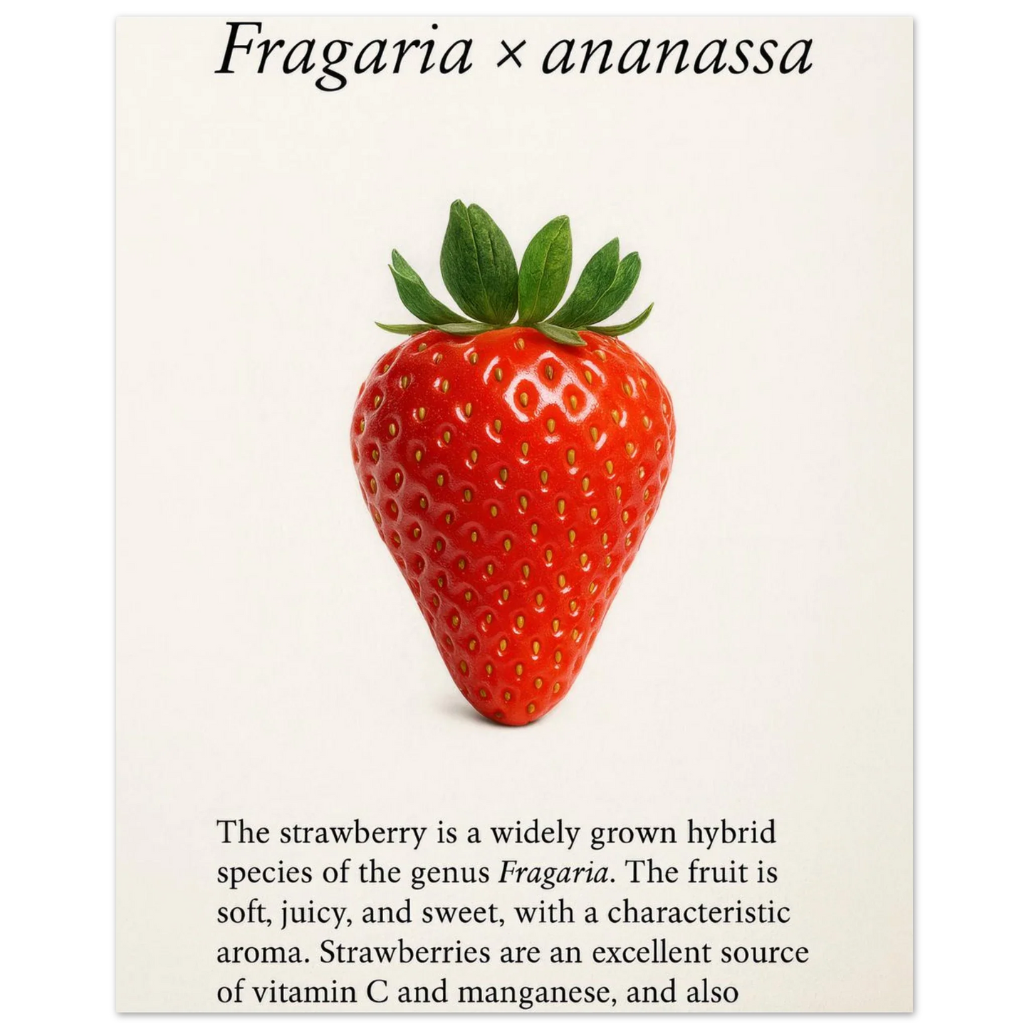 Frukter: Strawberry Botanical Print Poster – Vibrant Fruit Art for Your Home, Available in Multiple Sizes