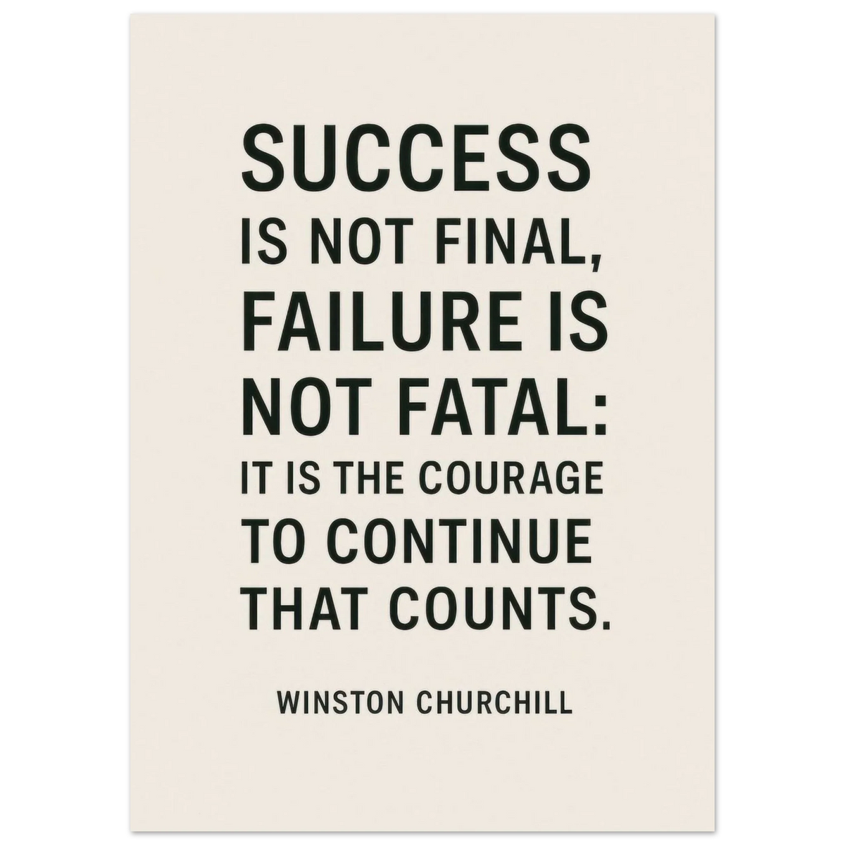 Winston Churchill 'Courage to Continue' Motivational Quote Poster in various sizes