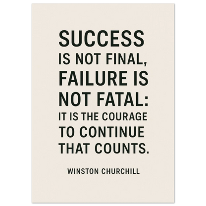Winston Churchill 'Courage to Continue' Motivational Quote Poster in various sizes