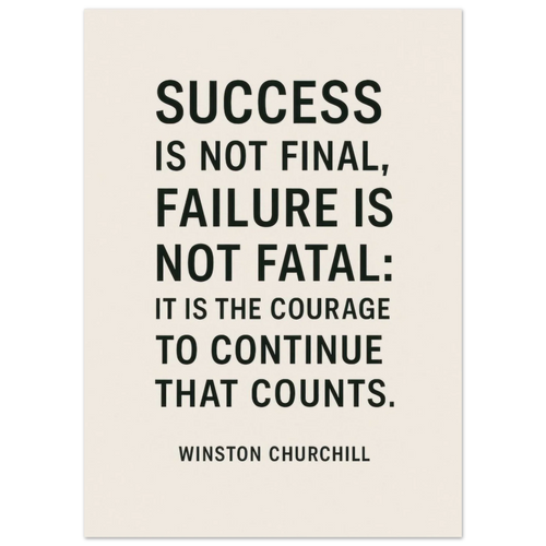 Winston Churchill 'Courage to Continue' Motivational Quote Poster in various sizes