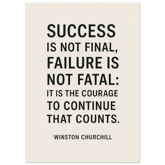 Winston Churchill 'Courage to Continue' Motivational Quote Poster in various sizes