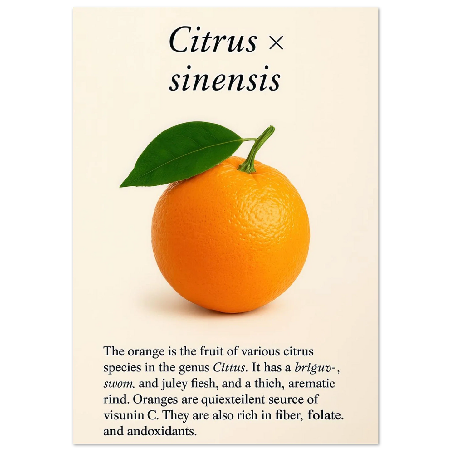 Frukter: Levande Apelsin Botanisk Konsttryck – Premium Halvblank Poster i Flera Storlekar