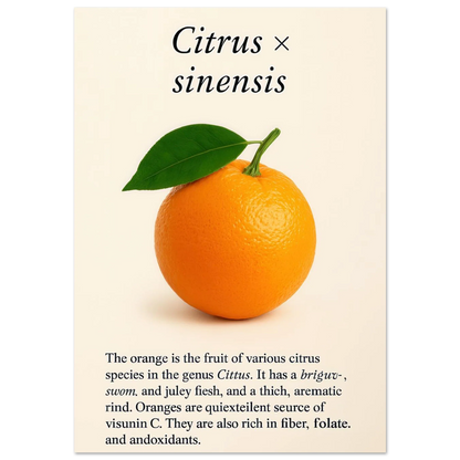 Frukter: Levande Apelsin Botanisk Konsttryck – Premium Halvblank Poster i Flera Storlekar