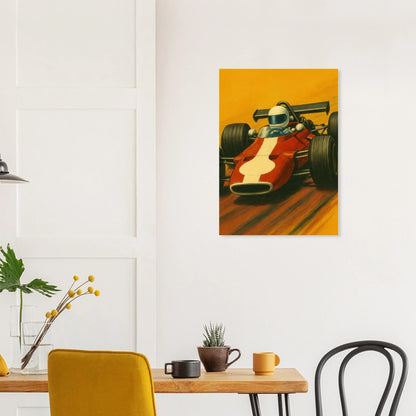 Retro Racing Legender: Vintage Formel 1 Bil Affisch – Fånga Fartens Nostalgi med Vårt Halvblanka Konsttryck
