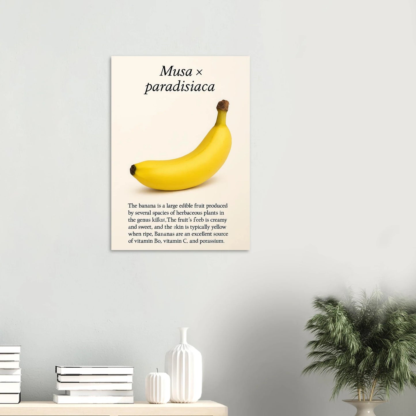 Frukter – Banan Botanisk Poster: Gul Frukt Konsttryck på Halvblankt Papper, i Flera Storlekar