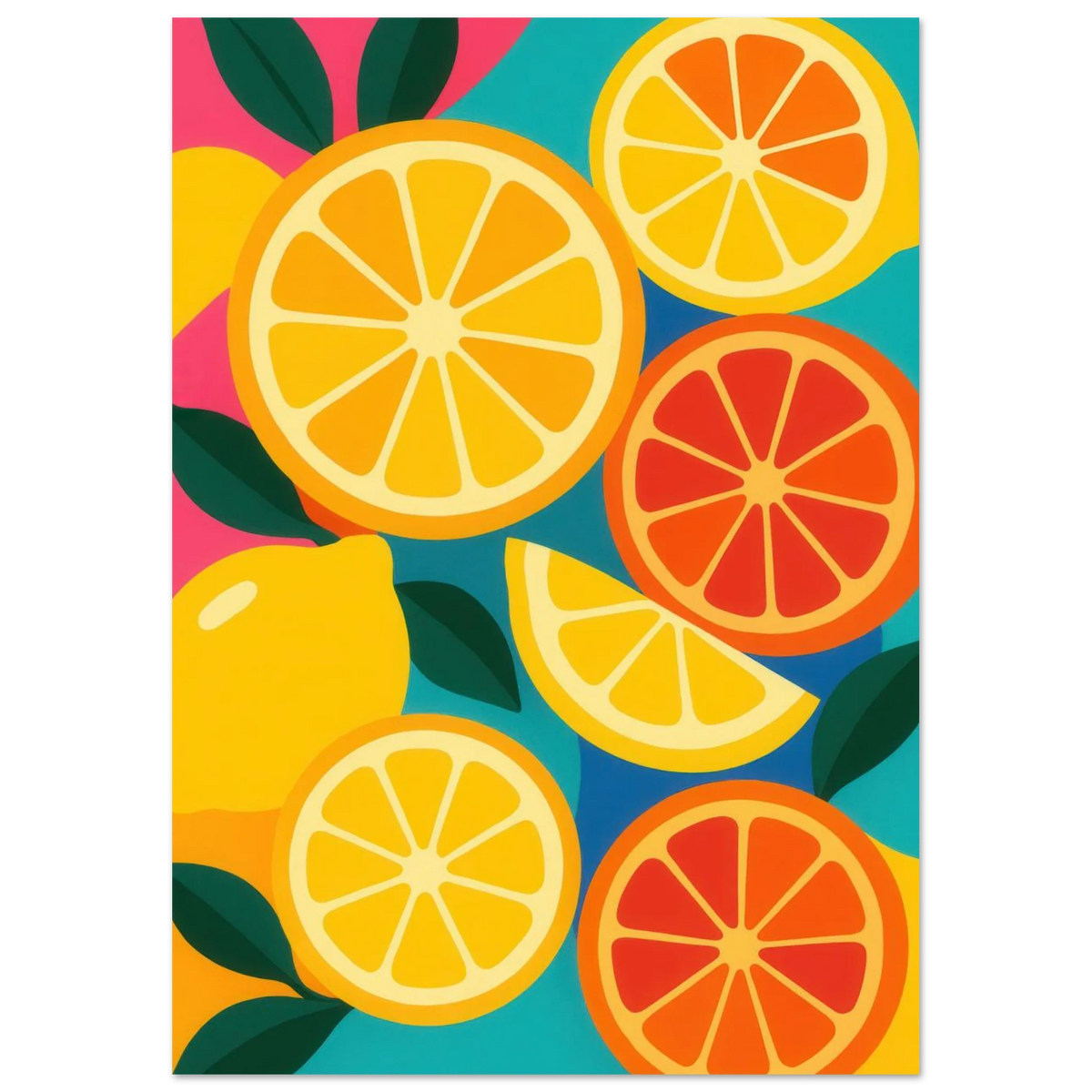 Frukter: Vibrant Citrus Pop Art Print for a Zesty Home Refresh