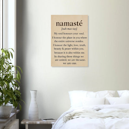 "Namaste" Inspirerande Väggkonst Tryck, Beige & Svart Typografi Konsttryck i Flera Storlekar