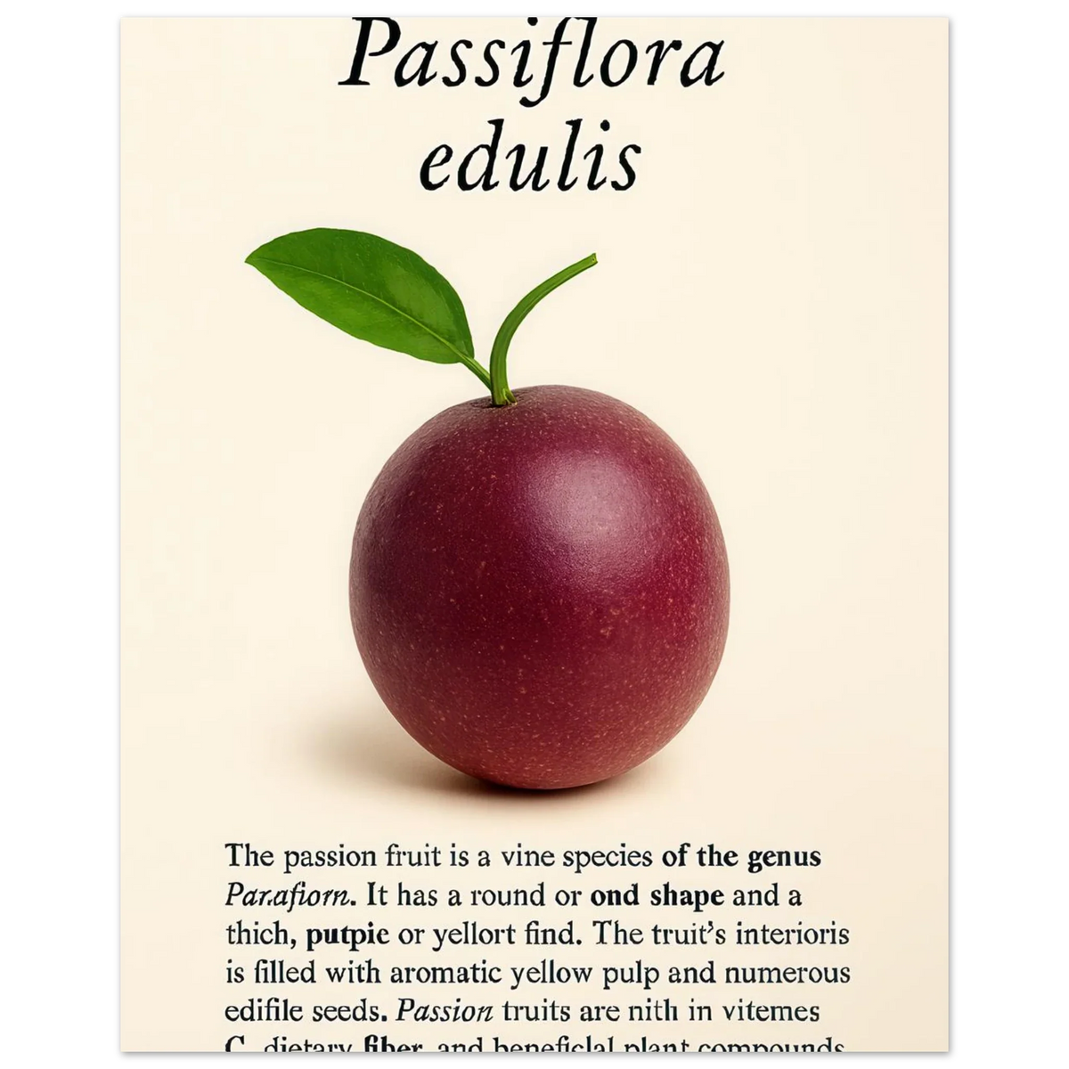 Passiflora Edulis Art Print – Vibrant Passion Fruit Botanical Poster
