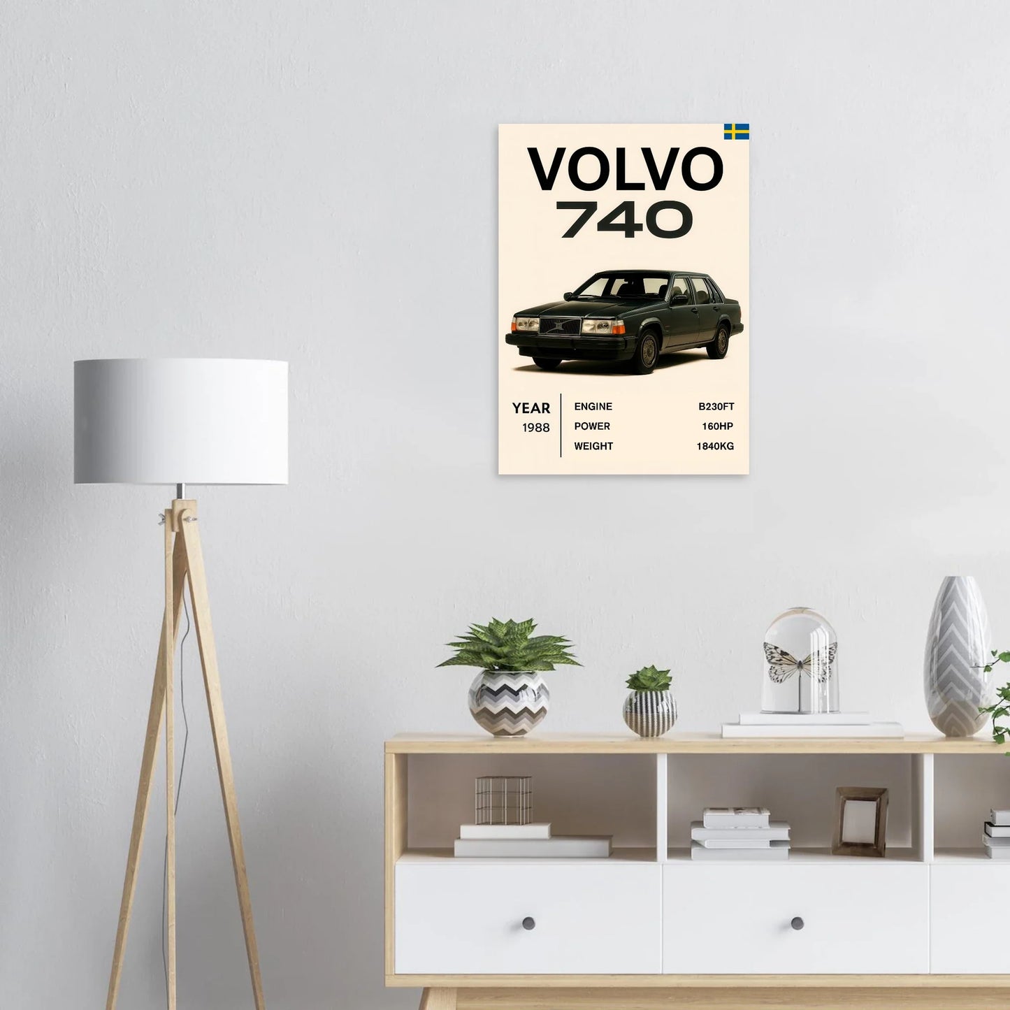 Volvo 740 Vintage Bilkonsttryck – Klassisk Skandinavisk Design Poster