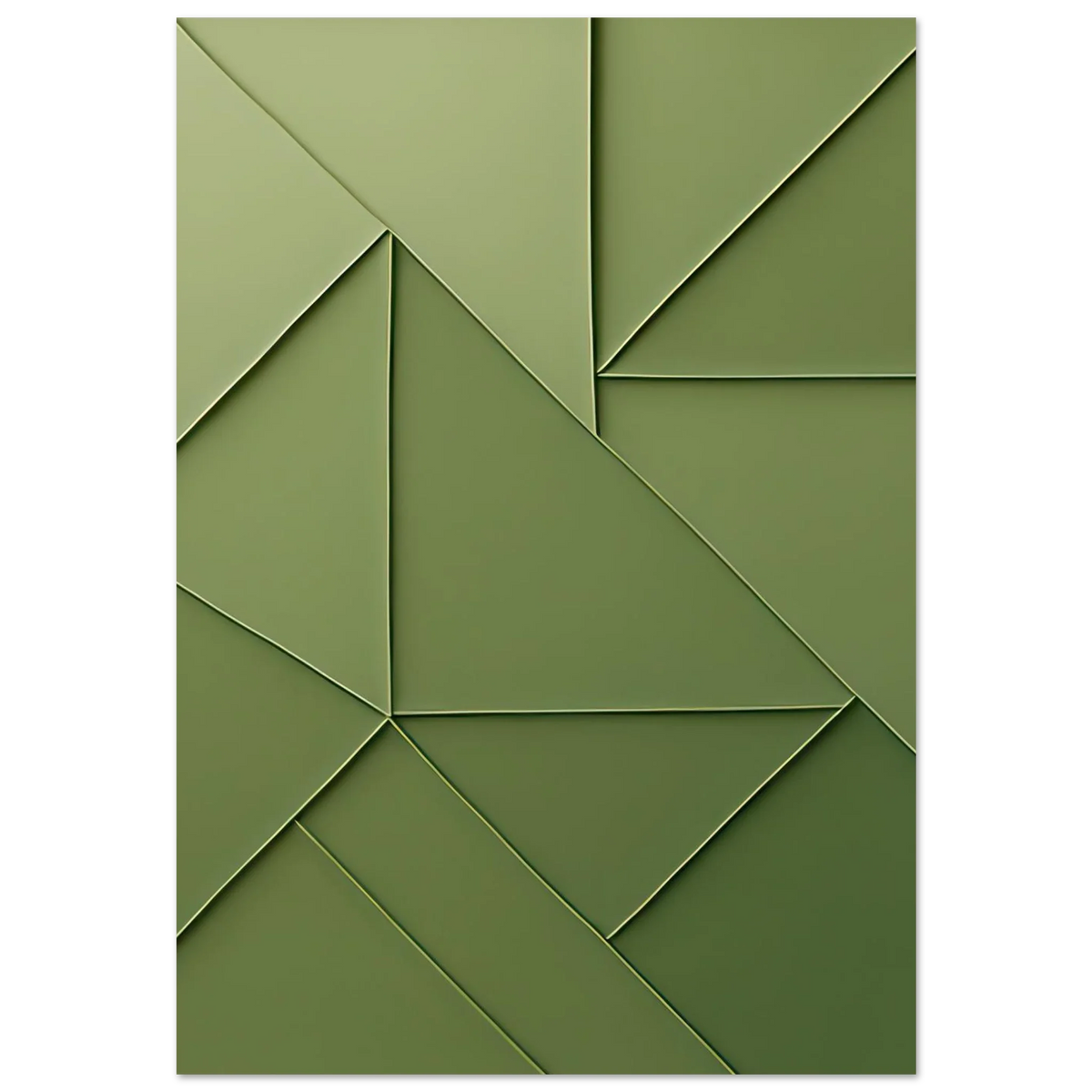 Abstrakt Minimalist Konsttryck i Gröna Nyanser – Modern Geometrisk Väggkonst