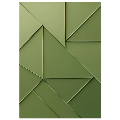 Abstrakt Minimalist Konsttryck i Gröna Nyanser – Modern Geometrisk Väggkonst