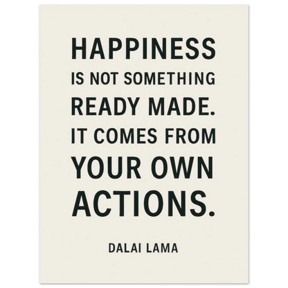 Dalai Lama 'Happiness' Quote Art Poster - Minimalist Black & Cream Inspirational Print in Various Sizes