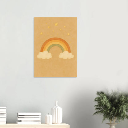 Barnens Regnbåge & Stjärnor – Charmig Konsttryck i Jordnära Toner för Barnrummet