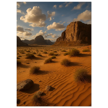 Desert Serenity Fine Art Poster – Majestic Landscape Print with Earthy Tones & Golden Sands