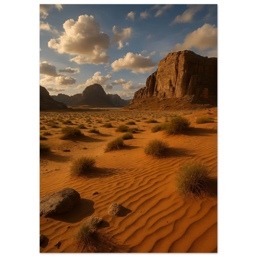 Desert Serenity Fine Art Poster – Majestic Landscape Print with Earthy Tones & Golden Sands