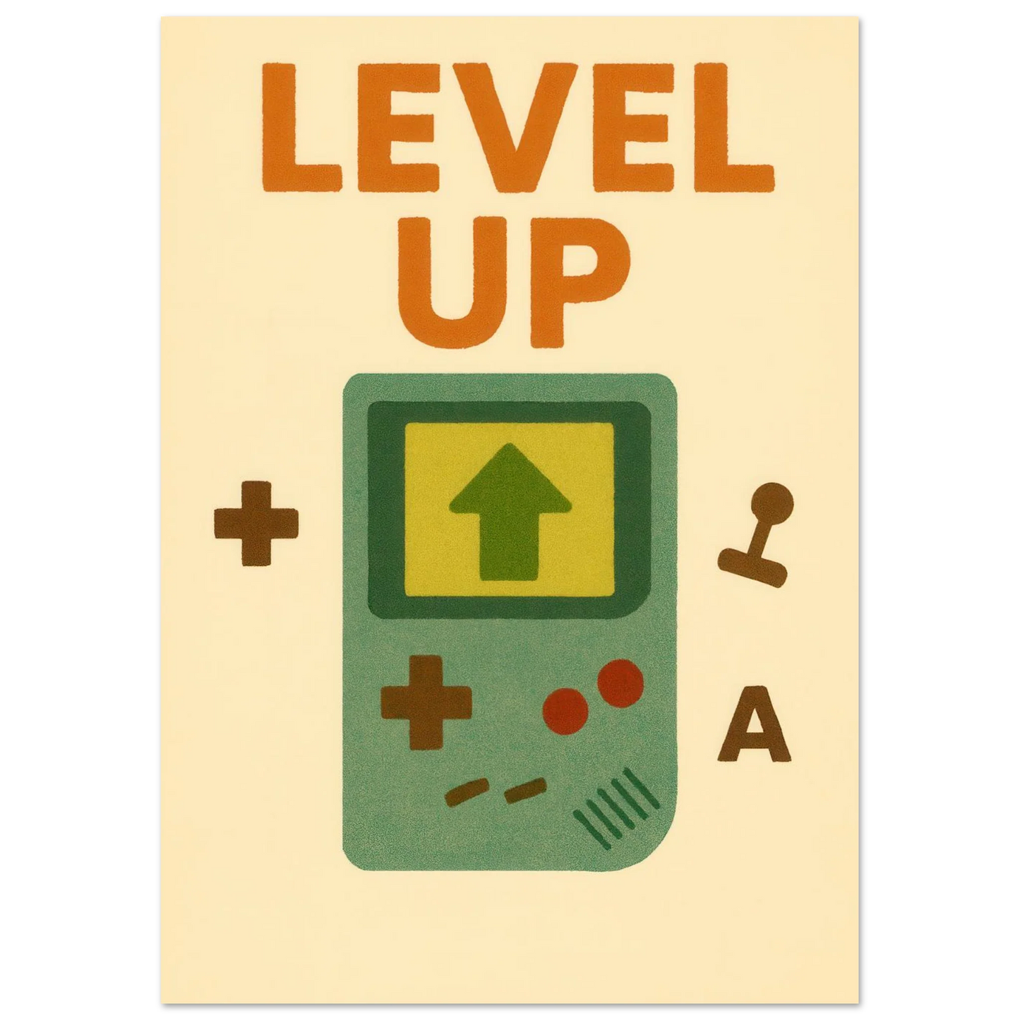 Level Up Retro Gaming Poster – Nostalgic Art Print for Gamers