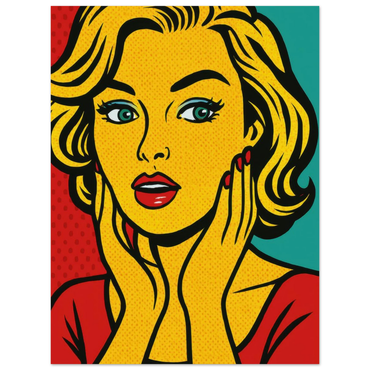 Pop Art Poster: Retro Glamour Wall Art in Vibrant Hues, Available in Various Sizes
