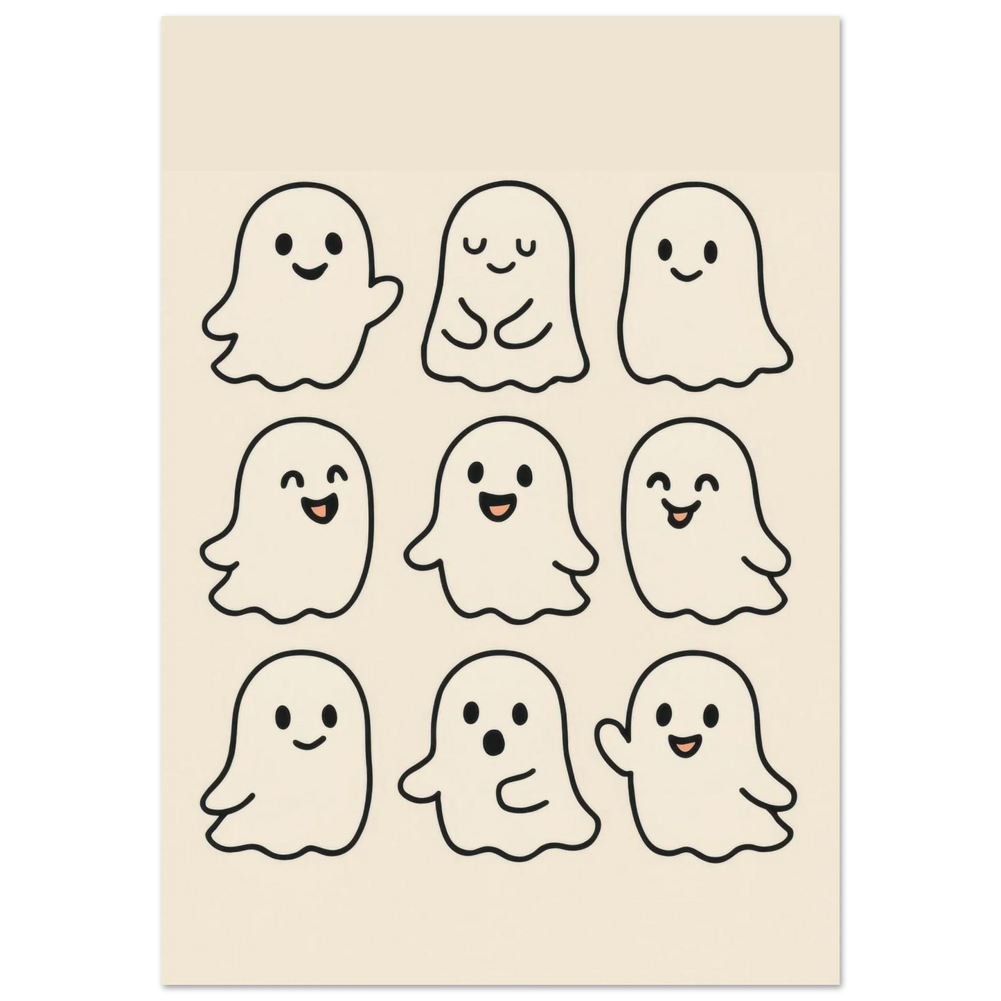 Söta Spöken Cute Ghost Poster – Playful & Minimalist Art Print with Muted Tones