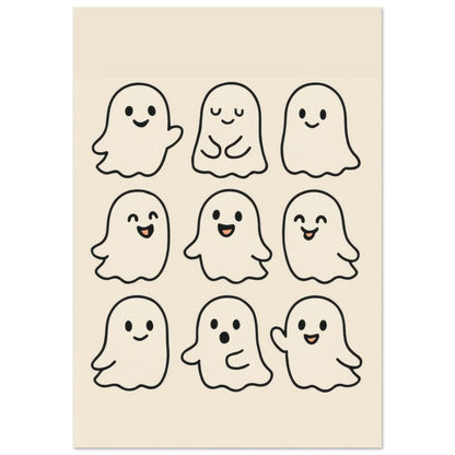 Söta Spöken Cute Ghost Poster – Playful & Minimalist Art Print with Muted Tones