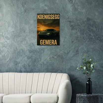 Koenigsegg Gemera Sunset Drive Poster – Premium Automotive Art Print for Car Enthusiasts