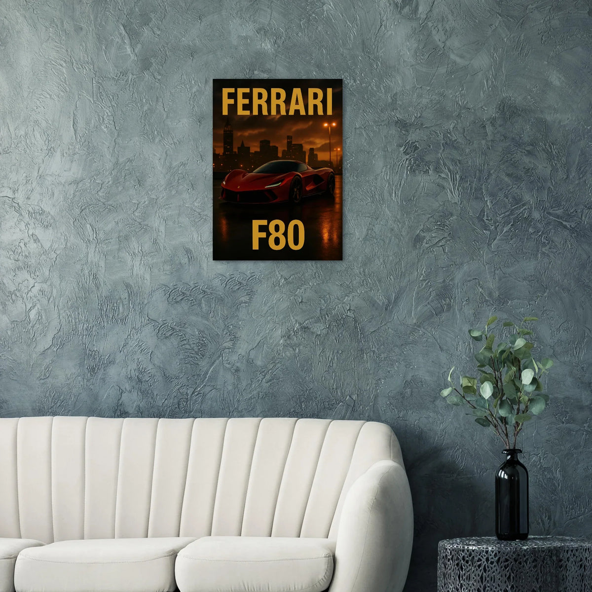 Ferrari F80 Supercar Sunset Drive Poster – Premium Matte Wall Art for Automotive Enthusiasts