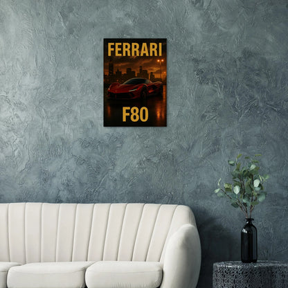 Ferrari F80 Supercar Sunset Drive Poster – Premium Matte Wall Art for Automotive Enthusiasts