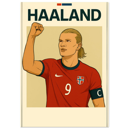 Fotbollshjälte Haaland Konsttryck - Modern Sportikon Poster i Flera Storlekar