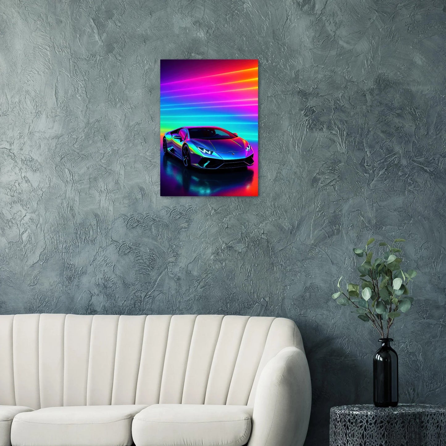Neon Dream Racer Poster: Porsche 911 GT3 Test in Psychedelic Hues & Premium Quality