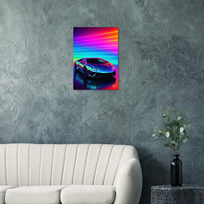 Neon Dream Racer Poster: Porsche 911 GT3 Test in Psychedelic Hues & Premium Quality