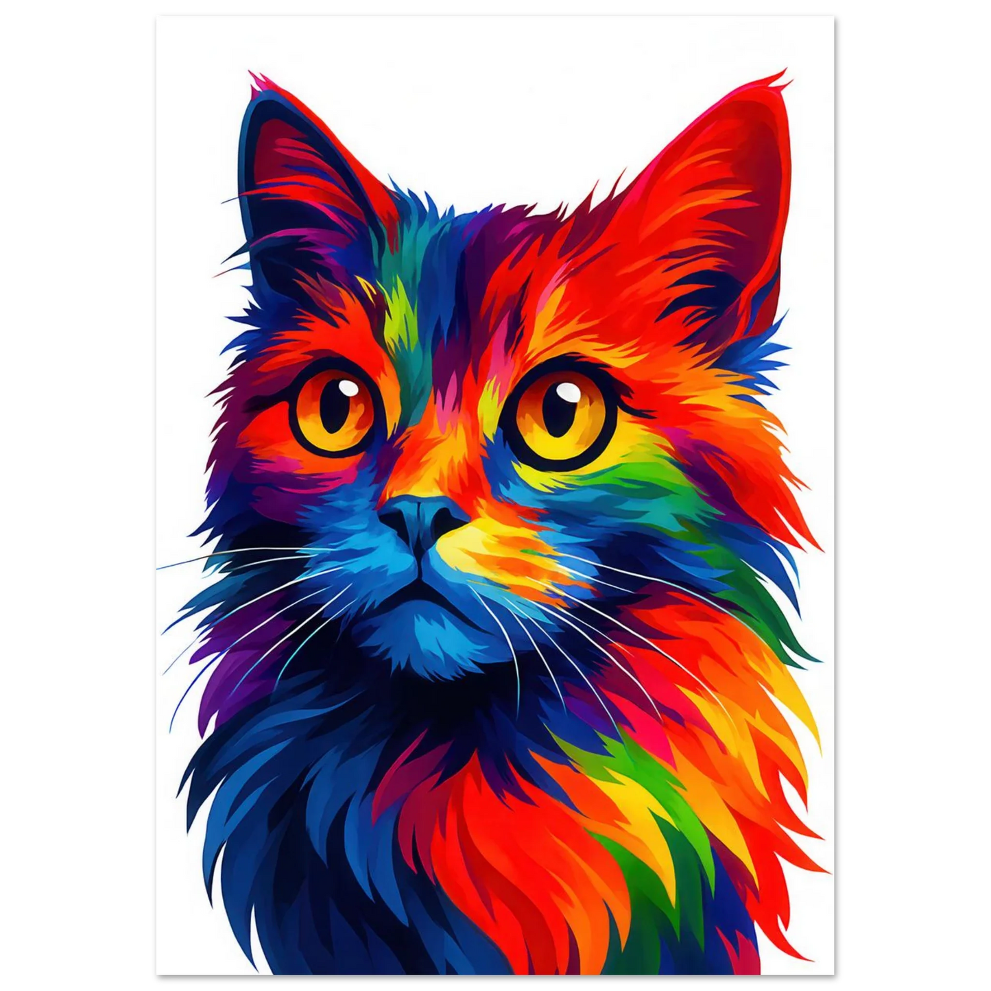 Färgexplosion Katt Konsttryck - Djur | Levande Pop Art Inspiration för Ditt Hem
