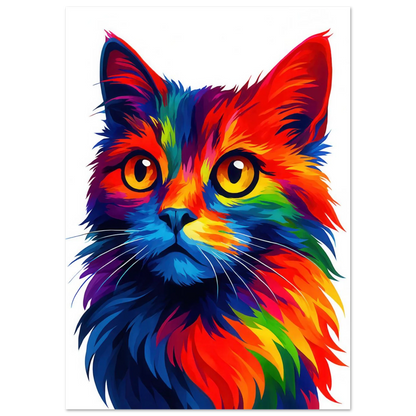 Färgexplosion Katt Konsttryck - Djur | Levande Pop Art Inspiration för Ditt Hem