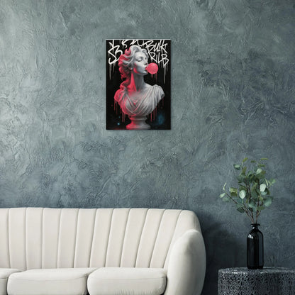 Neon Bust Bubblegum Dream: Striking Pop Art Poster with Vibrant Graffiti Flair, in Your Choice of 29 Sizes