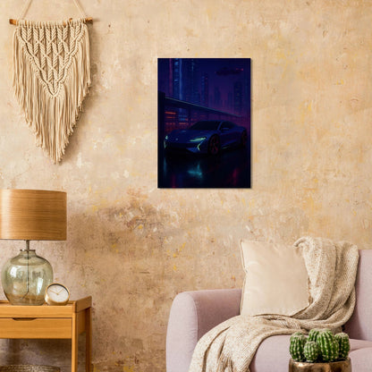 Framtidens Färd: Neo-Noir Stadsvy med Bil Art Print – Välj Din Perfekta Storlek