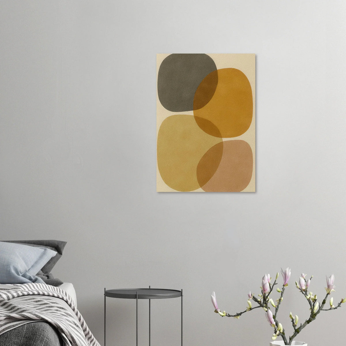 Abstrakt Jordnära Minimalistisk Konsttryck - Modern Geometri i Varma Nyanser