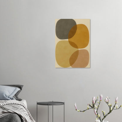 Abstrakt Jordnära Minimalistisk Konsttryck - Modern Geometri i Varma Nyanser