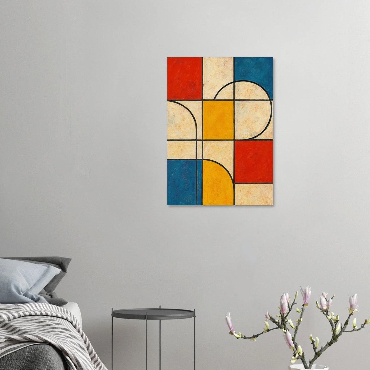 Abstract Geometric Poster: Vibrant Primary Colors & Dynamic Shapes in Your Choice of Size