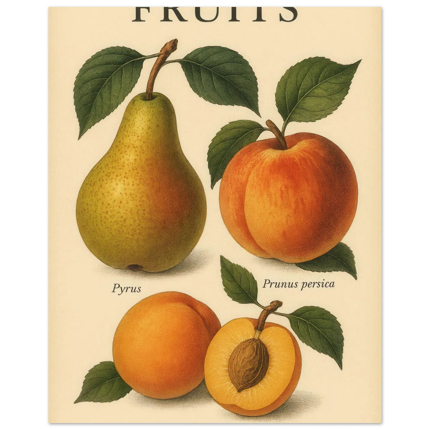 Frukter – Botanisk Vintage Frukt Illustration Poster – Klassisk Konsttryck i Flera Storlekar