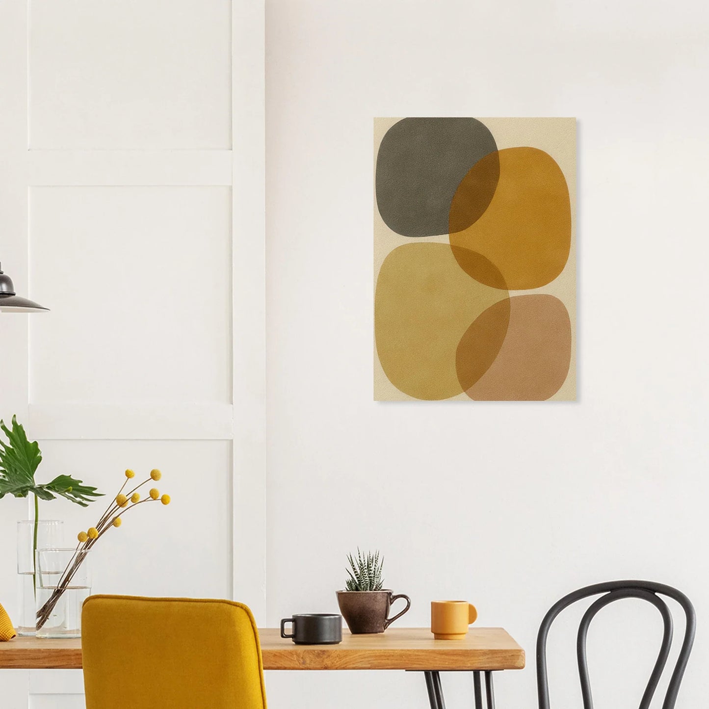 Abstrakt Jordnära Minimalistisk Konsttryck - Modern Geometri i Varma Nyanser