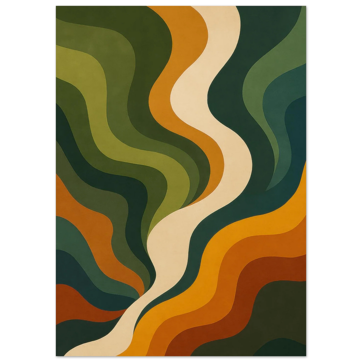 Retro Abstract Swirls Poster - Earth Tones Mid-Century Modern Art Print in 29 Sizes