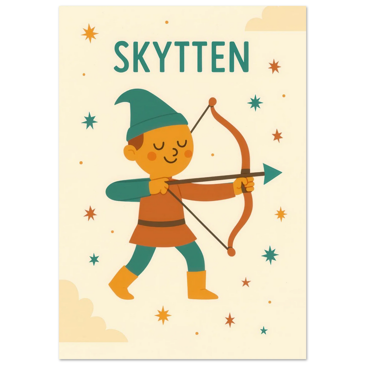 Sagittarius Archer Zodiac Art Print – Whimsical Nursery & Kids Room Decor in Various Sizes