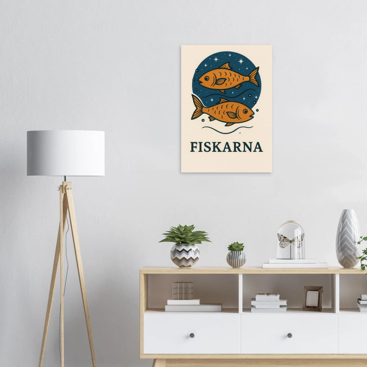 Pisces Zodiac Constellation Art Print – "Fiskarna" Mystical Fish Wall Decor in various sizes