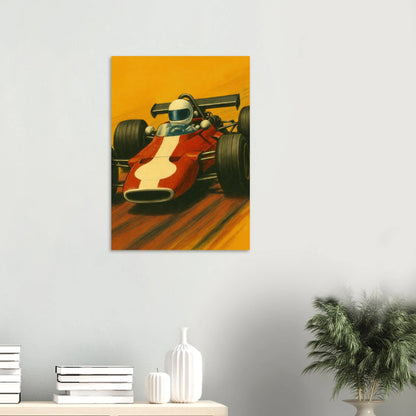 Retro Racing Legender: Vintage Formel 1 Bil Affisch – Fånga Fartens Nostalgi med Vårt Halvblanka Konsttryck