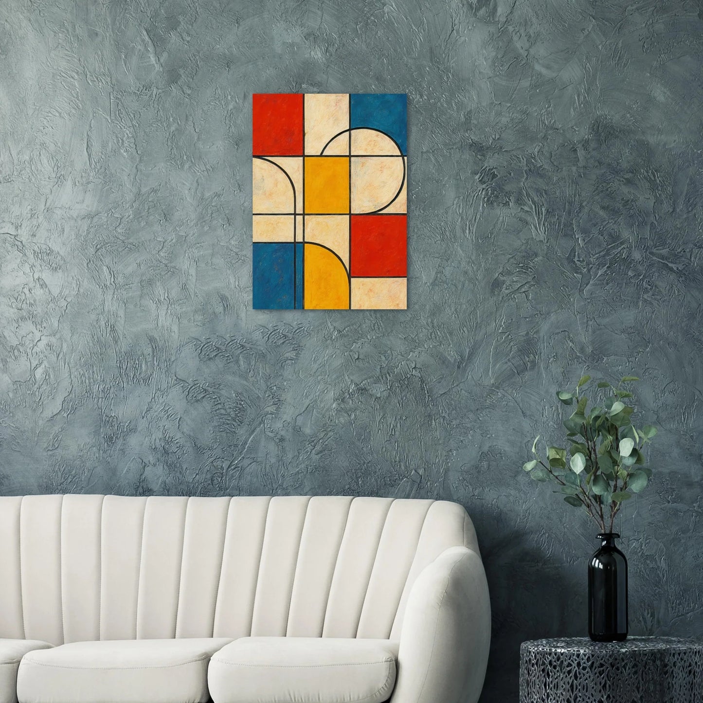Abstract Geometric Poster: Vibrant Primary Colors & Dynamic Shapes in Your Choice of Size
