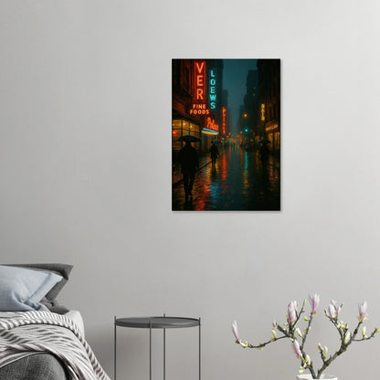 Neon Nights Rainwalk Poster - Urban Noir Cityscape Art Print in Various Sizes