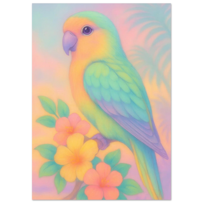Pastel Paradise Parrot Wall Art – "Djur" – Dreamy Tropical Print for Home Décor