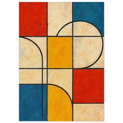 Abstract Geometric Poster: Vibrant Primary Colors & Dynamic Shapes in Your Choice of Size